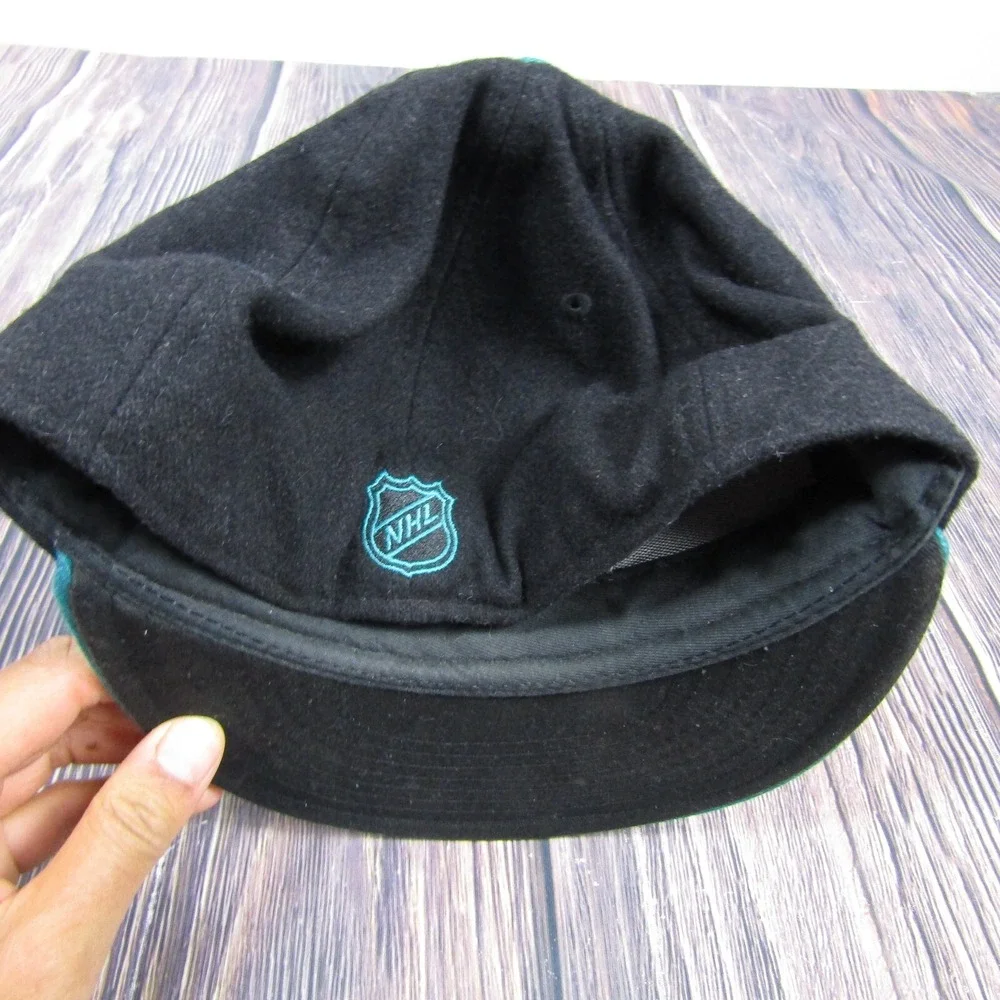New‎ Era Hat Men 7 1/8 Black Teal San Jose Sharks 59FIFTY Fitted NHL Wool Cap
